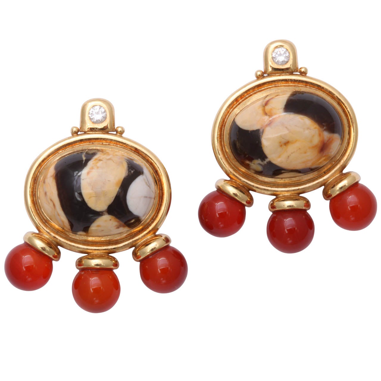 Elizabeth Gage Fossilized Stone Earrings