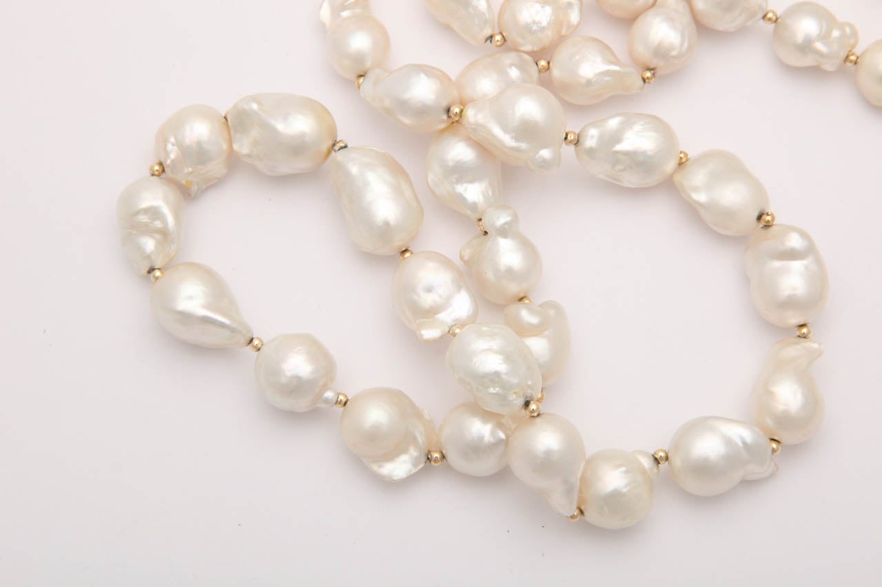 Baroque South Sea Pearl Necklace with Diamond Clasp at 1stDibs