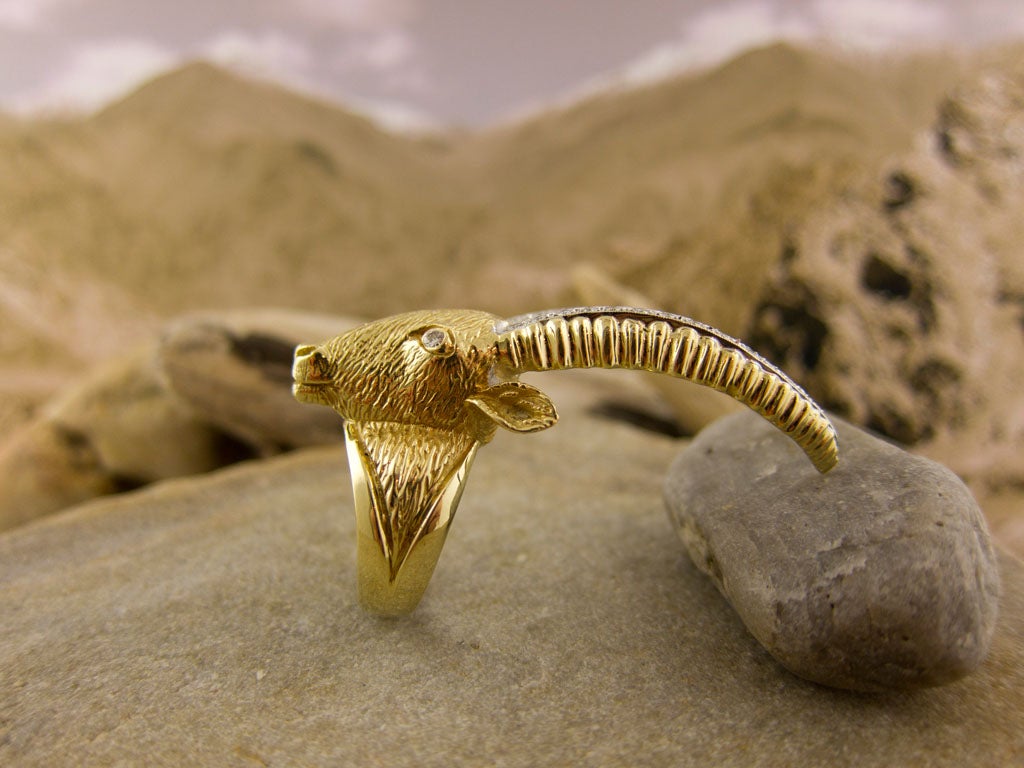 Gold and Diamond Ibex Ring