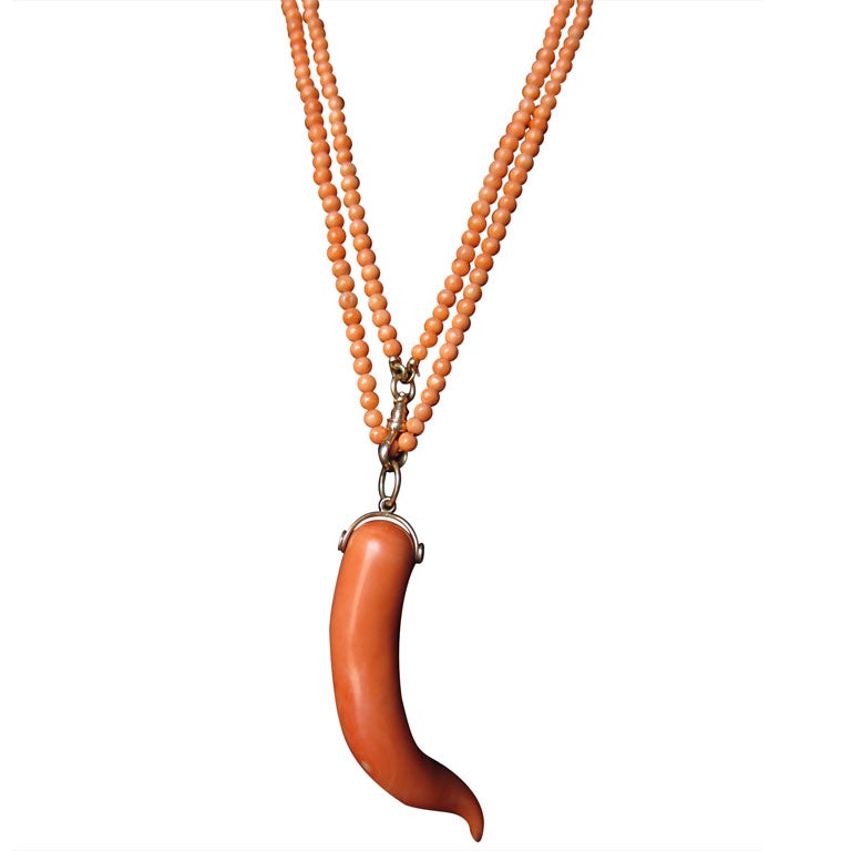 Coral Horn Necklace For Sale at 1stDibs