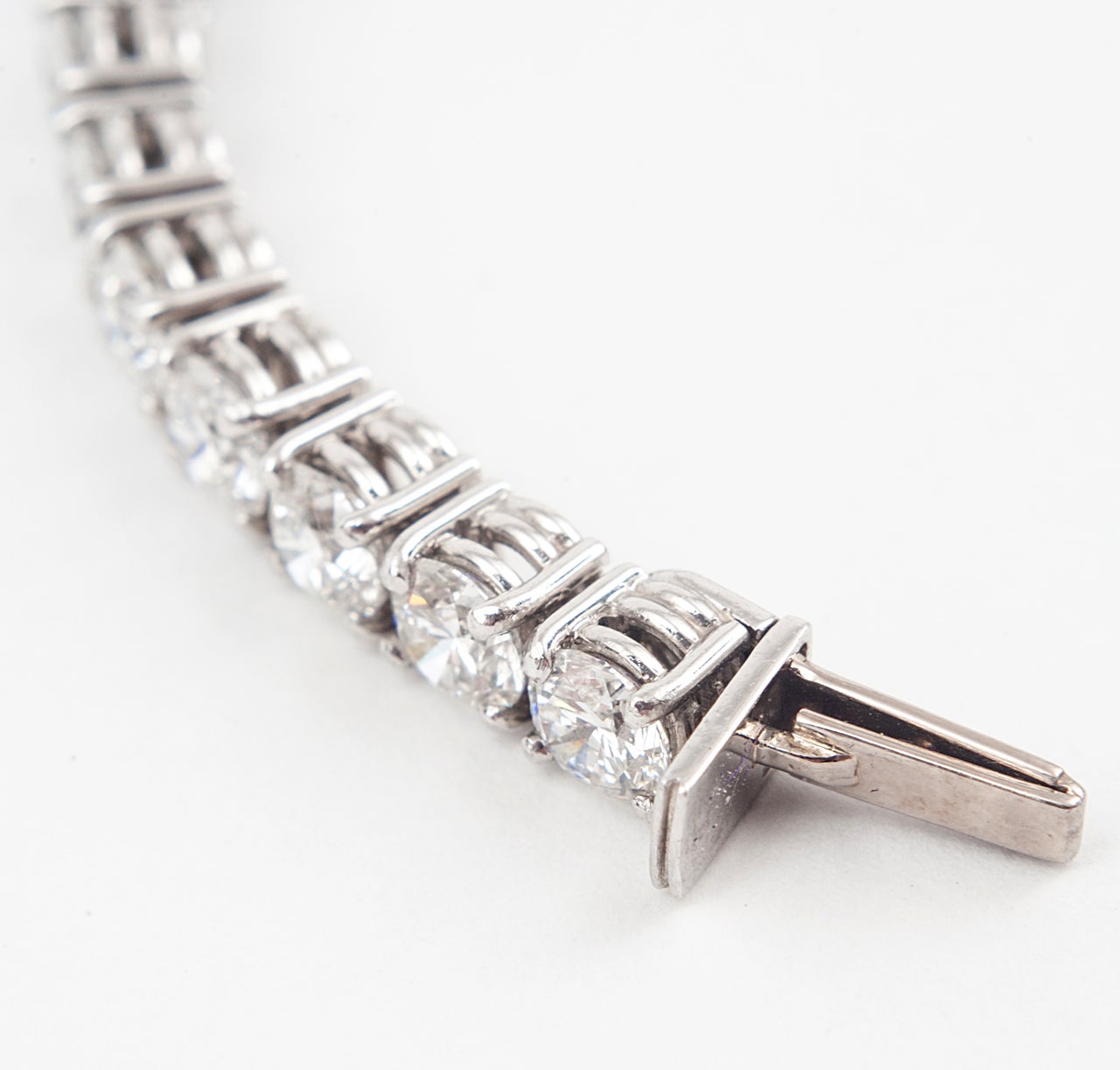 Platinum and Premium Cut Diamond Tennis Bracelet For Sale 2