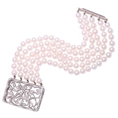 Cathy Waterman Diamond & Pearl Bracelet