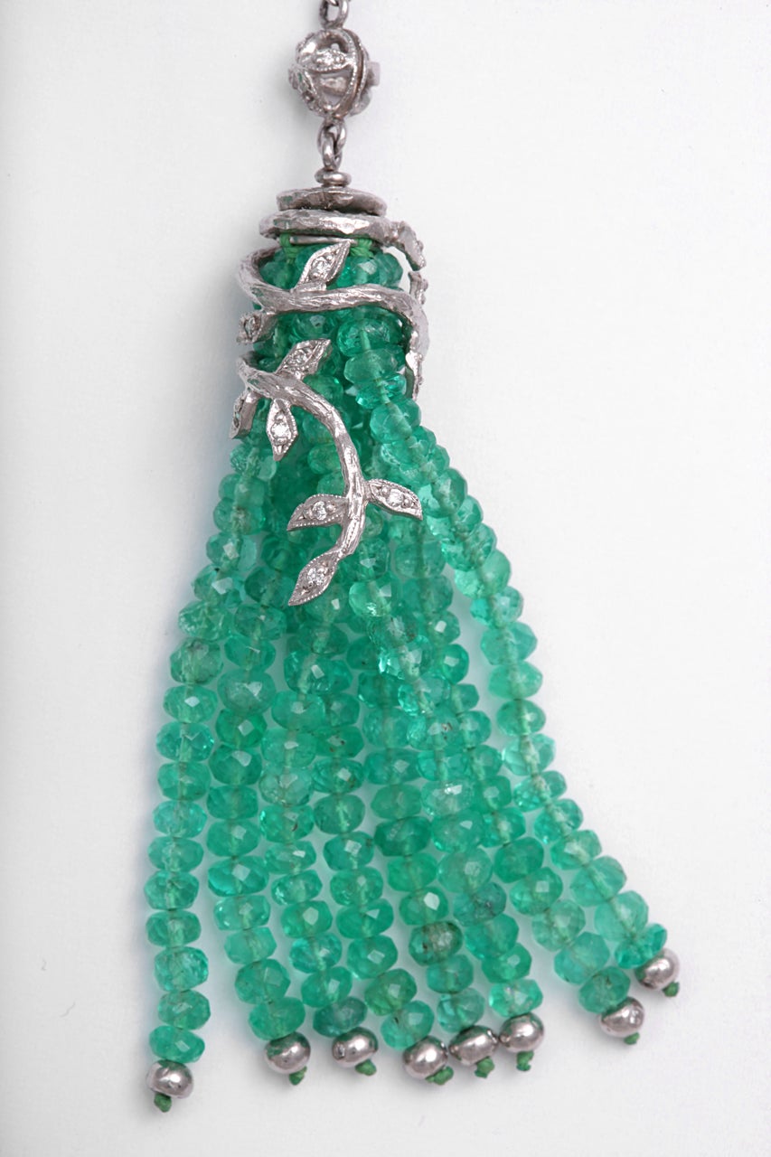 Cathy Waterman Emerald & Turquoise Tassel Necklace 2