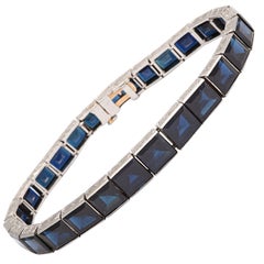 Incredible Art Deco Sapphire Platinum Straight Line Bracelet
