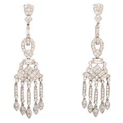 Dangling Diamond Gold Chandelier Earrings