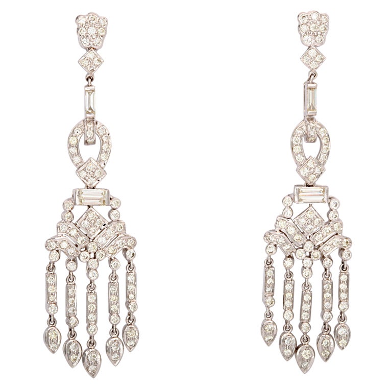 Diamond Gold Chandelier Earrings For Sale at 1stDibs