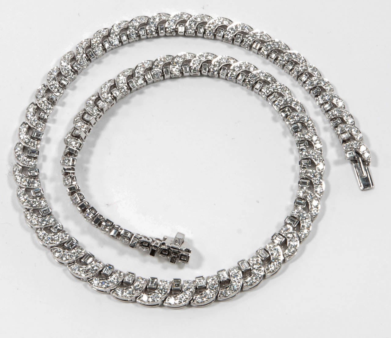 Women's Platinum and Diamond Necklace For Sale