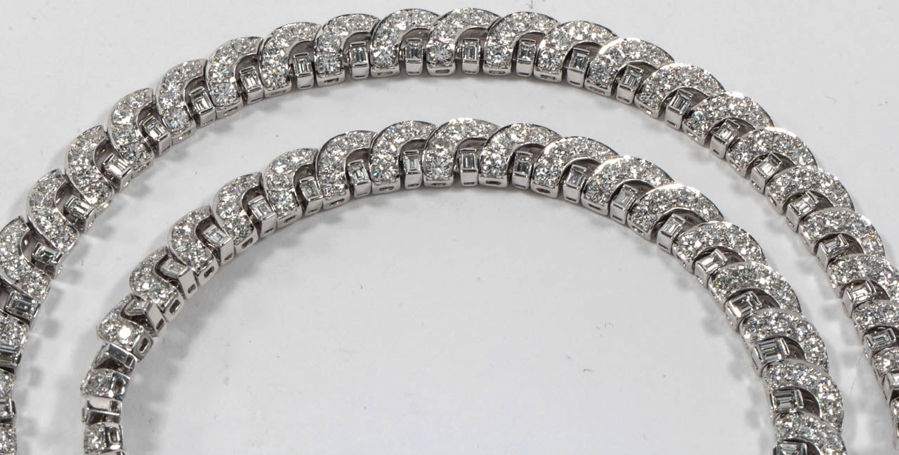 Platinum and Diamond Necklace For Sale 1