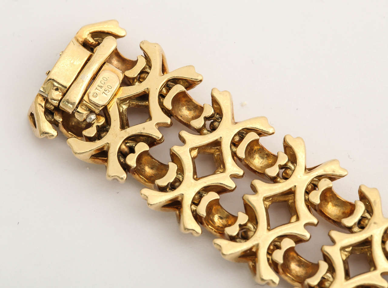 1980s Tiffany and Co. Reversible and Flexible Gold Double Row X ...