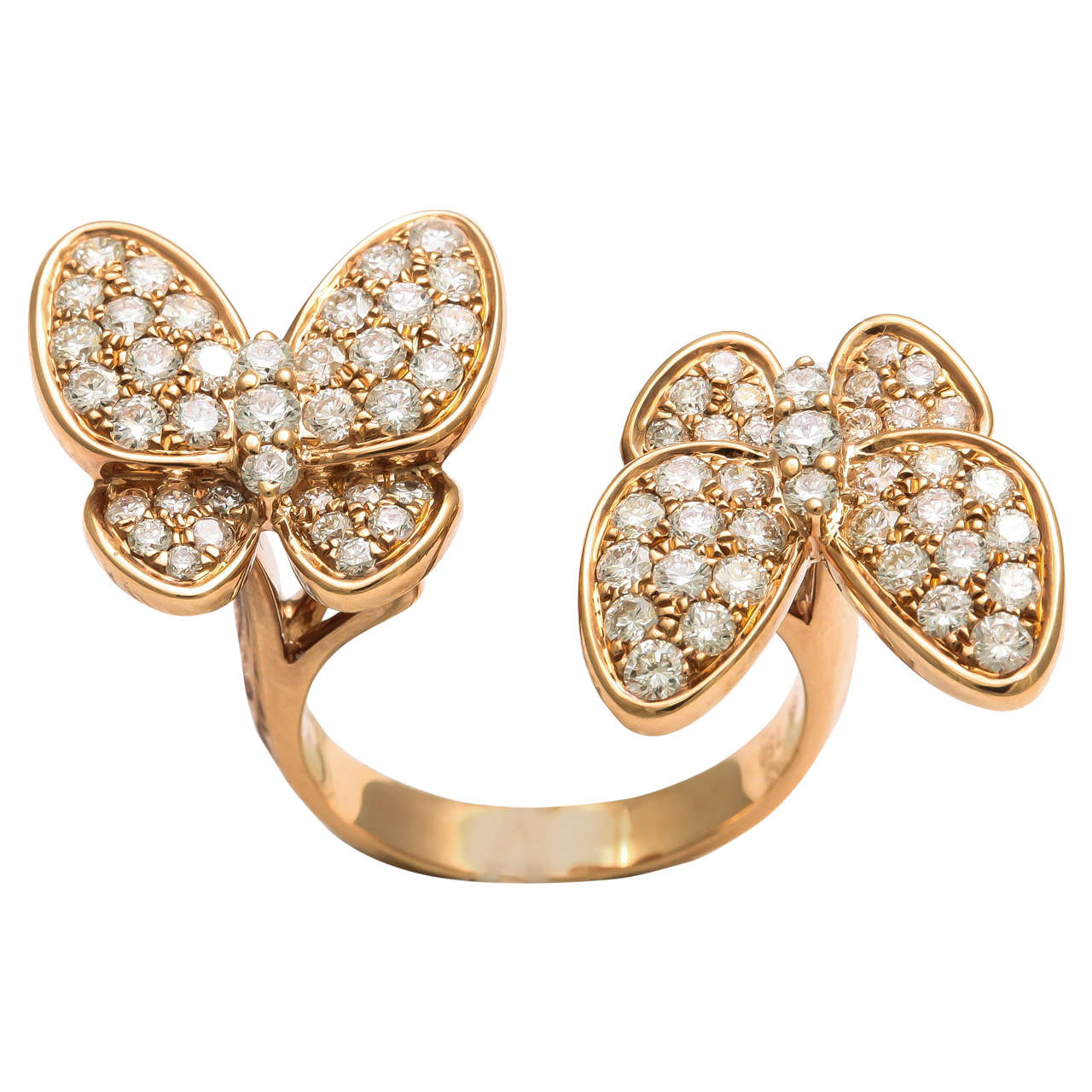 Diamond Gold Butterfly Ring For Sale