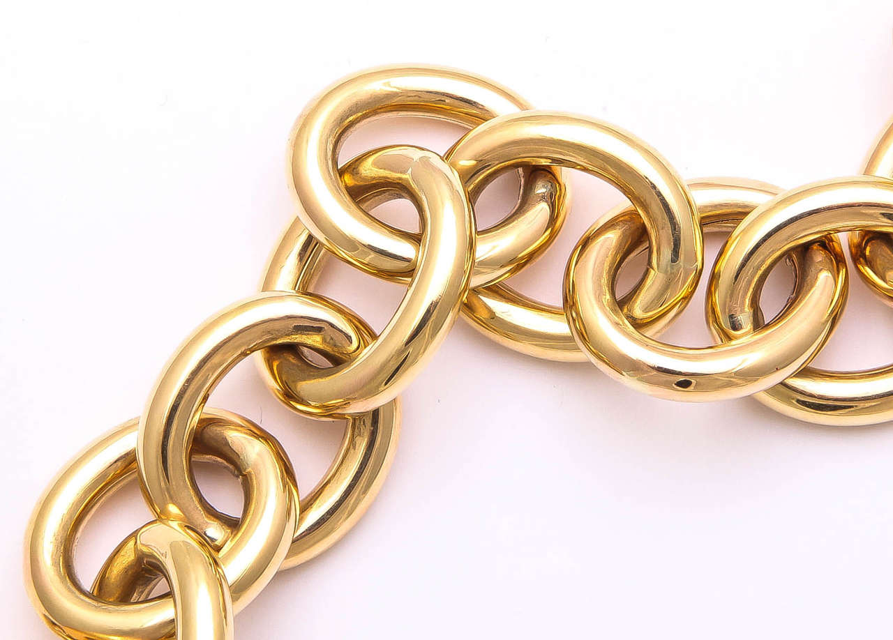 Women's Italian Gold Link Bracelet For Sale