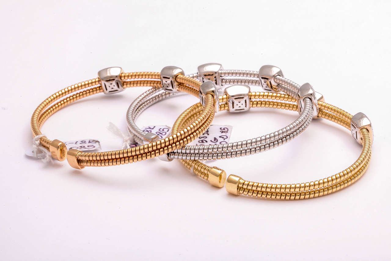 Set of Diamond and Gold Bangles For Sale 2