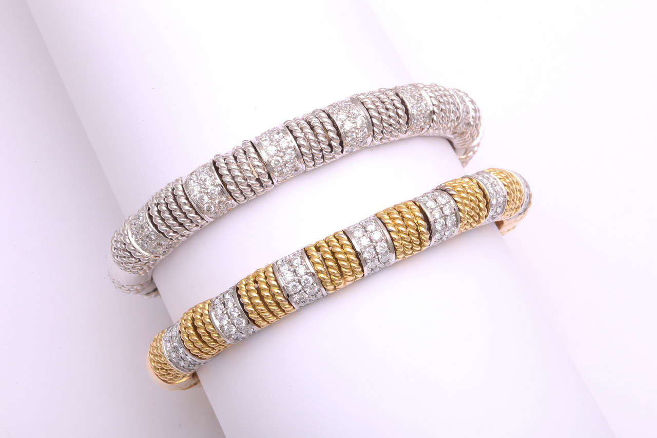 White and Yellow Gold Diamond Bracelets In New Condition For Sale In New York, NY