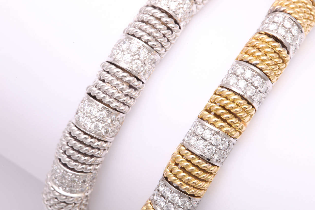 Women's White and Yellow Gold Diamond Bracelets For Sale