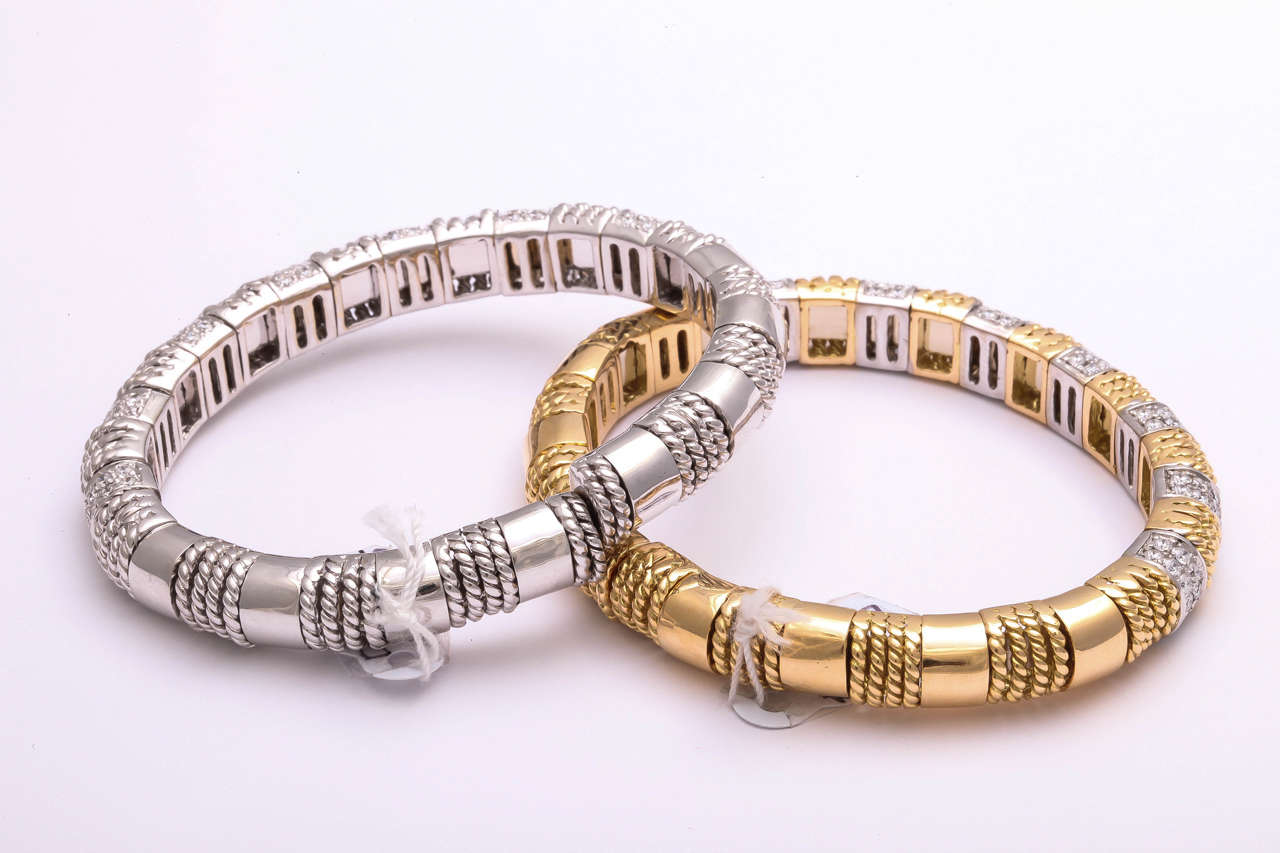 White and Yellow Gold Diamond Bracelets For Sale 1
