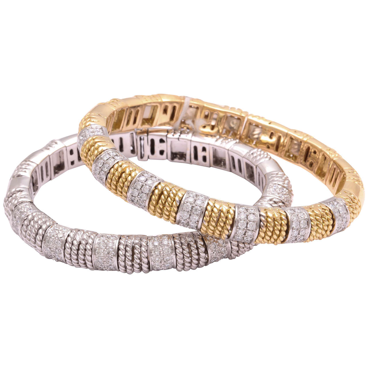 White and Yellow Gold Diamond Bracelets For Sale
