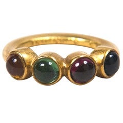 Multicolored Cabochon Stones Gold Ring Presented by Carol Marks