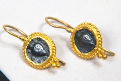 Women's Pair of Ancient Roman Coin 24kt Gold  Earrings