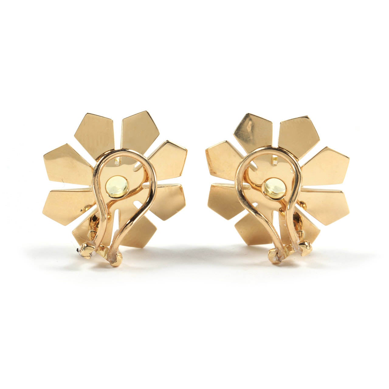 Contemporary Art Deco Lemon Citrine Gold Flower Earrings 