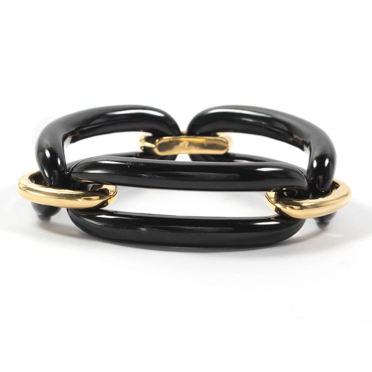 bracelet à maillons en or jaune de 18kt et onyx