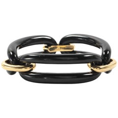 Yellow Gold and Onyx Link Bracelet