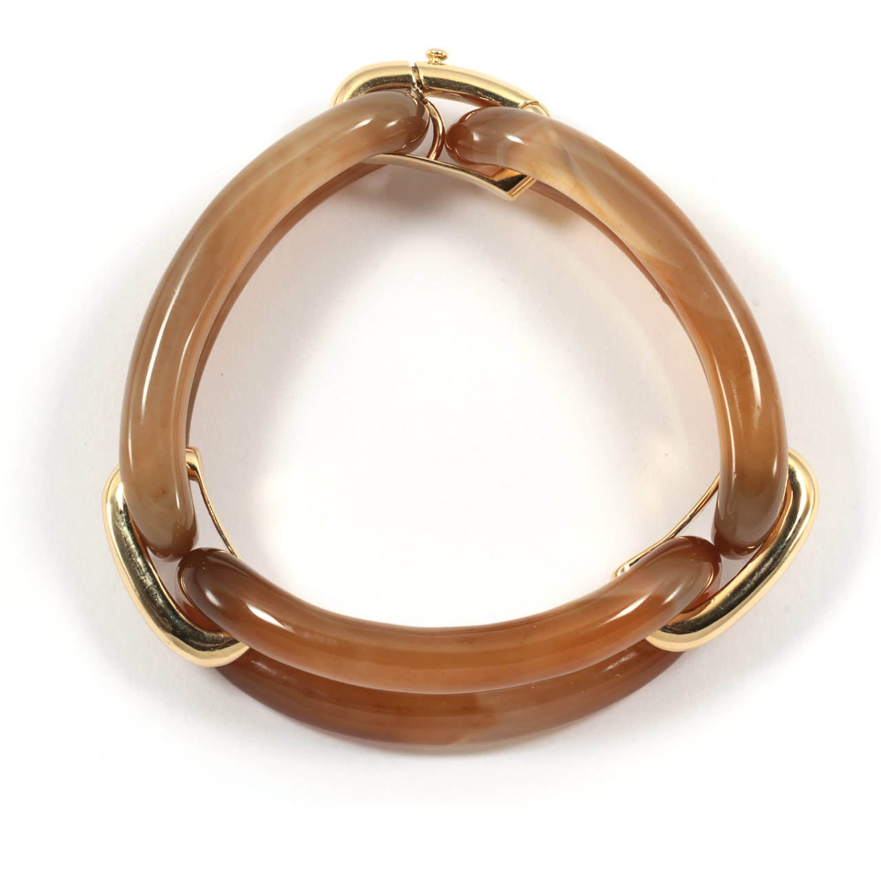 Pulsera de eslabones de ágata y oro amarillo Contemporáneo en venta
