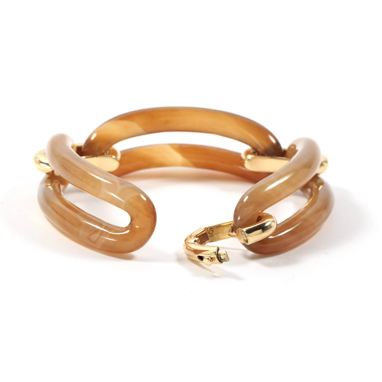 Gliederarmband aus Gelbgold und Achat im Zustand „Neu“ im Angebot in New York, NY