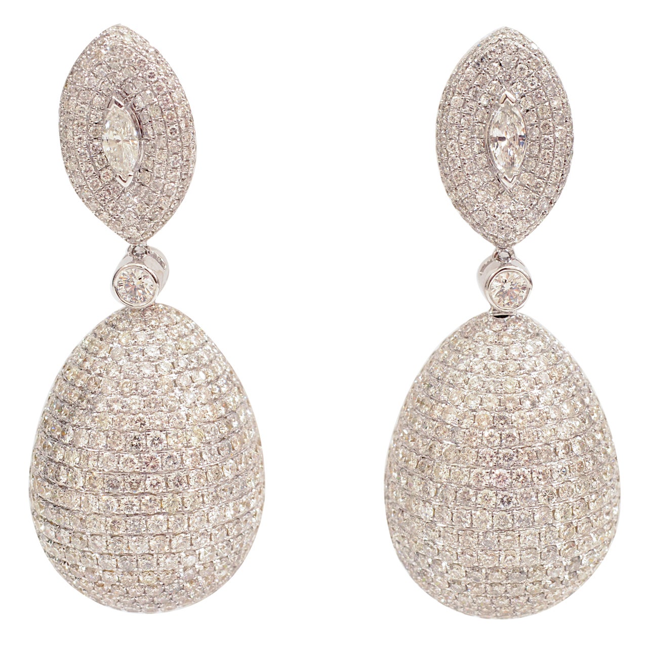 Diamond Oval Earrings For Sale