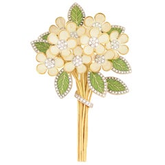 Palomino Large Enamel Flower Brooch