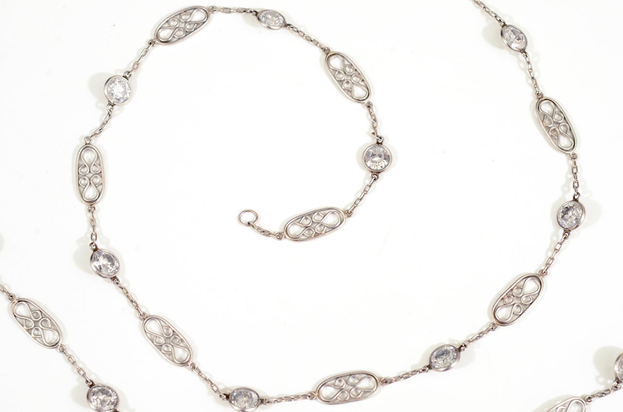Women's Diamond Platinum Long Chain Necklace