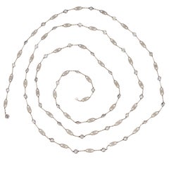 Diamond Platinum Long Chain Necklace