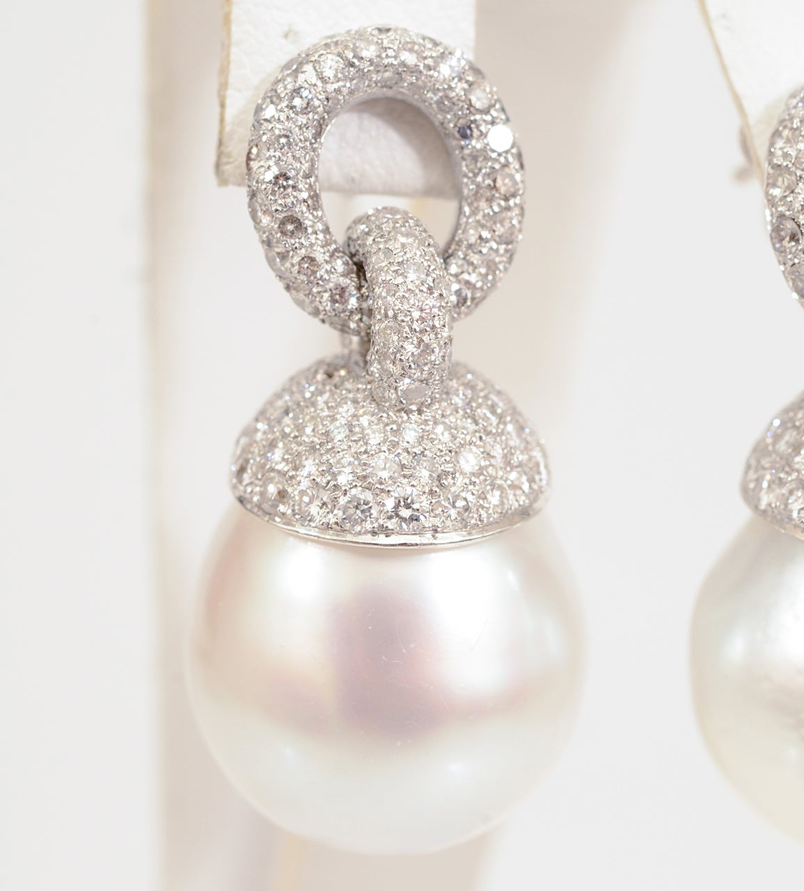 Women's Cultured Pearl Diamond Earrings For Sale