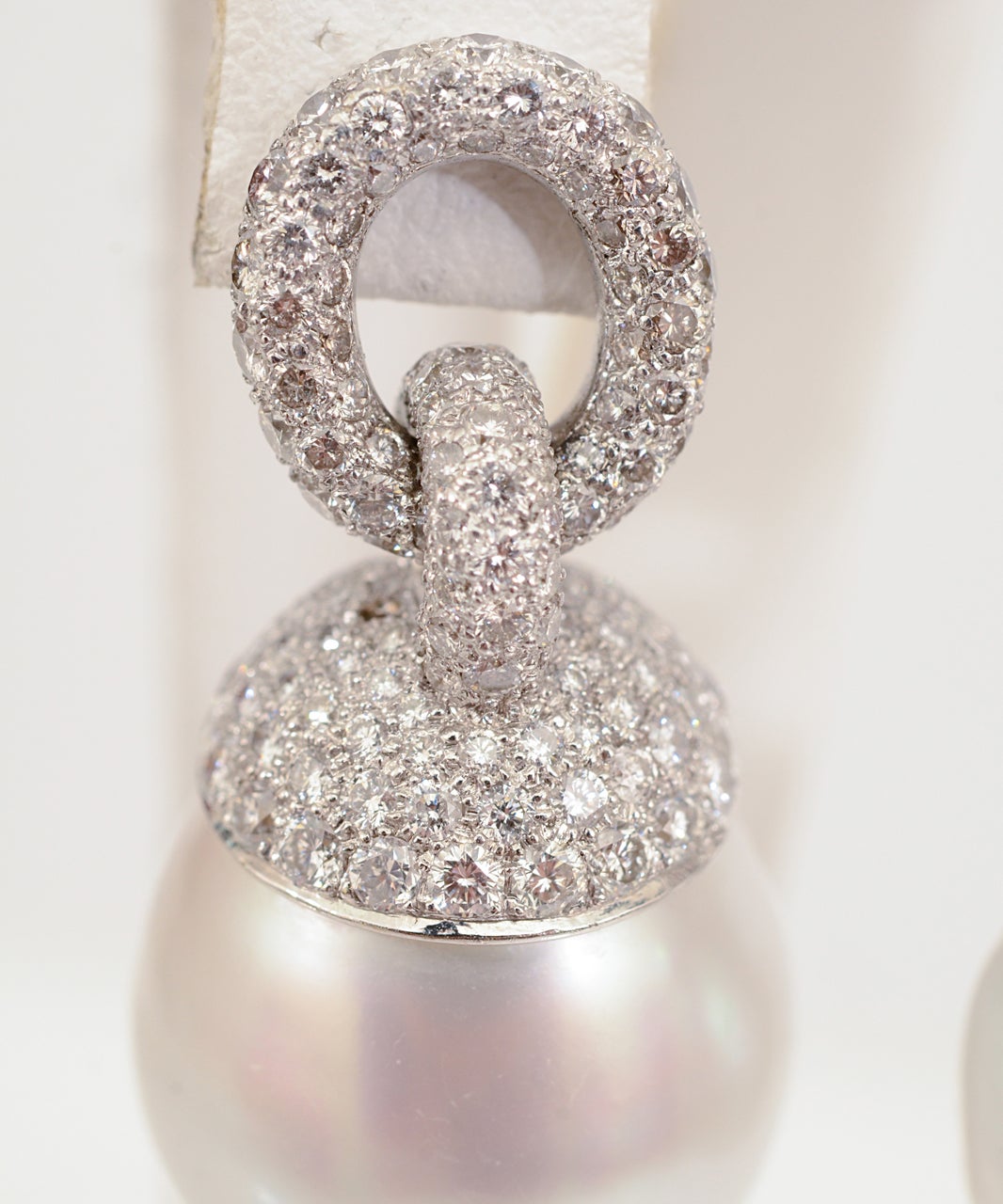 Cultured Pearl Diamond Earrings For Sale 1