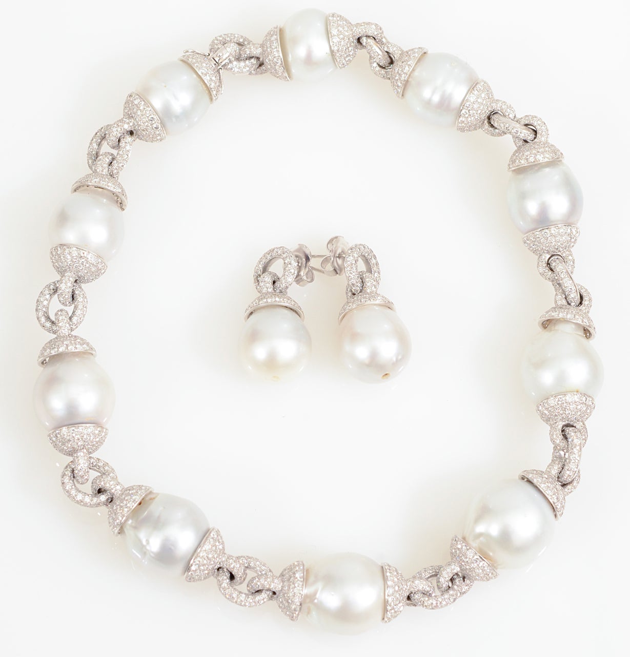 Cultured Pearl Diamond Earrings For Sale 4