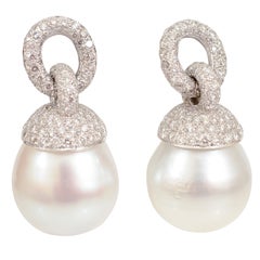 Cultured Pearl Diamond Earrings
