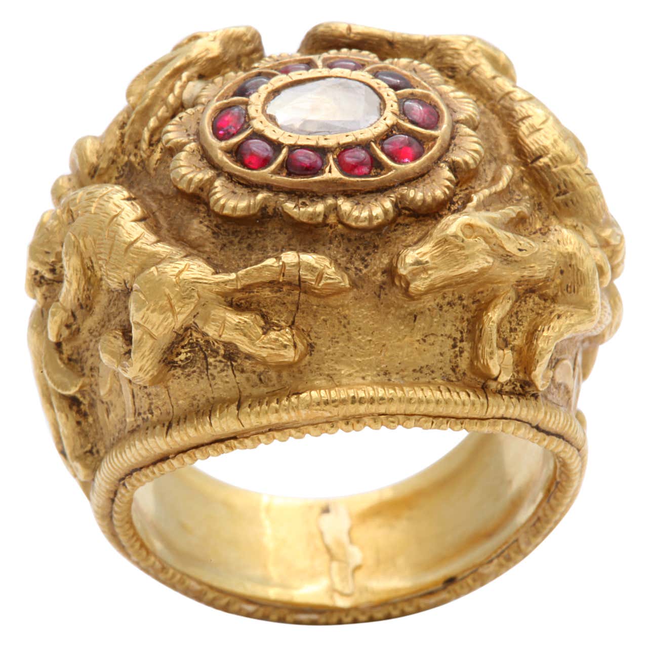 Massive High Karat Indian Ruby and Diamond Ring at 1stDibs | indian ...