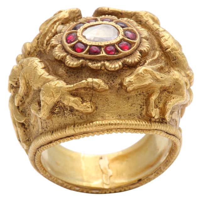 Indian Raja Rings Massive High Karat Indian Ruby and Diamond Ring at 1stDibs