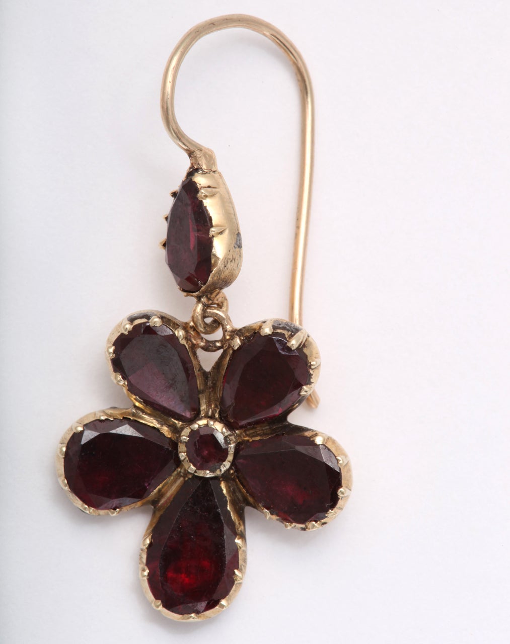 Thinking of You. Georgian Garnet Forget-Me Not Earrings 1