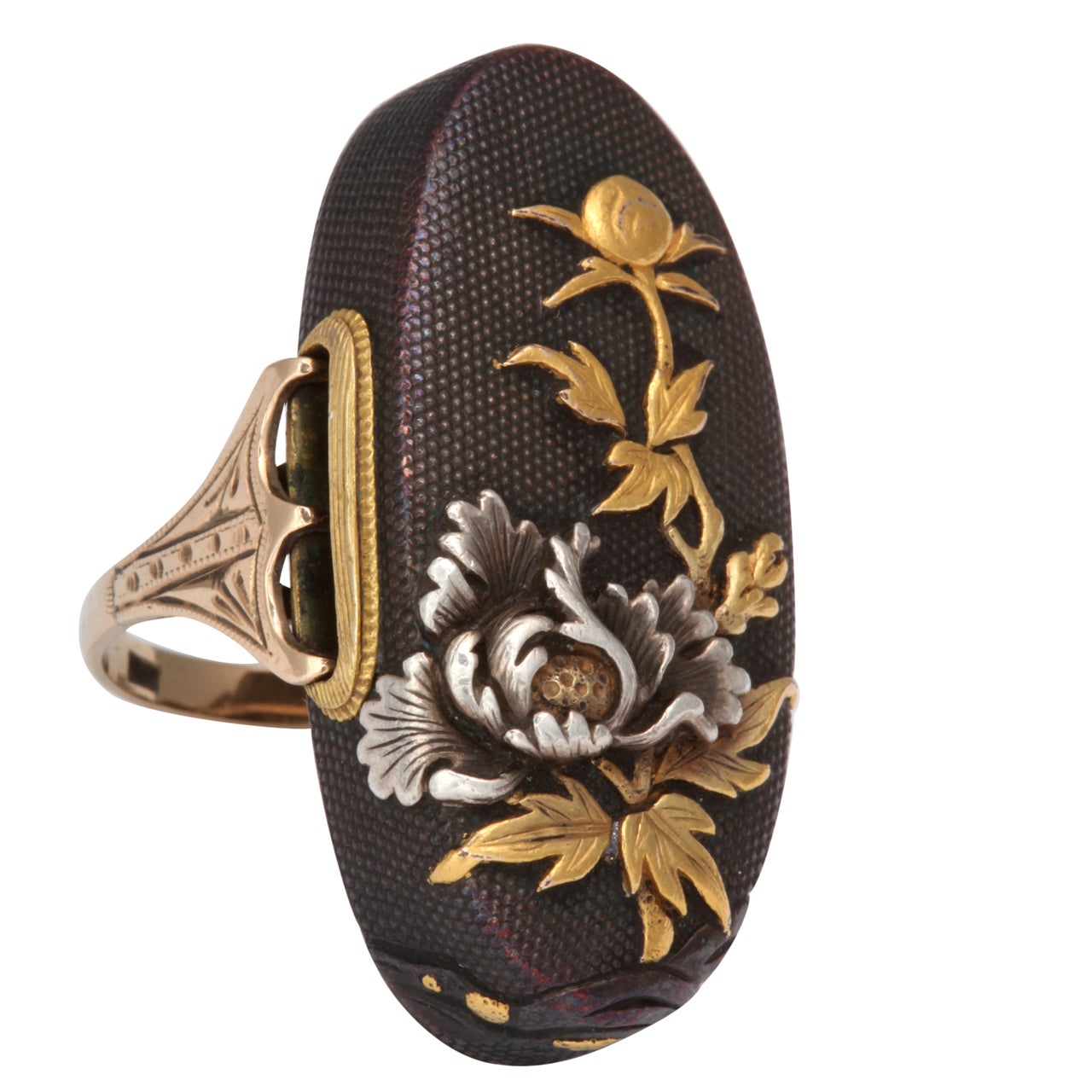 Nature's Magnificence in a Japanese Shakudo Ring at 1stDibs shakudo