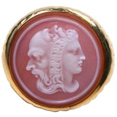 Late 19th c Cameo Ring with Rare Three Headed Depiction Presented by Thought Agency