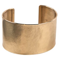 Handmade Pounded Gold Cuff Bracelet Presented by Jewelry and Such