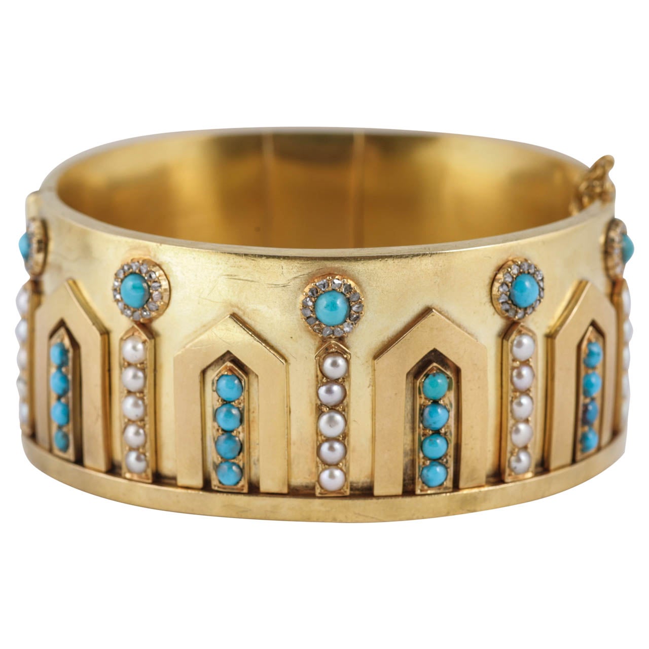 Victorian Gem set Cuff Bangle For Sale