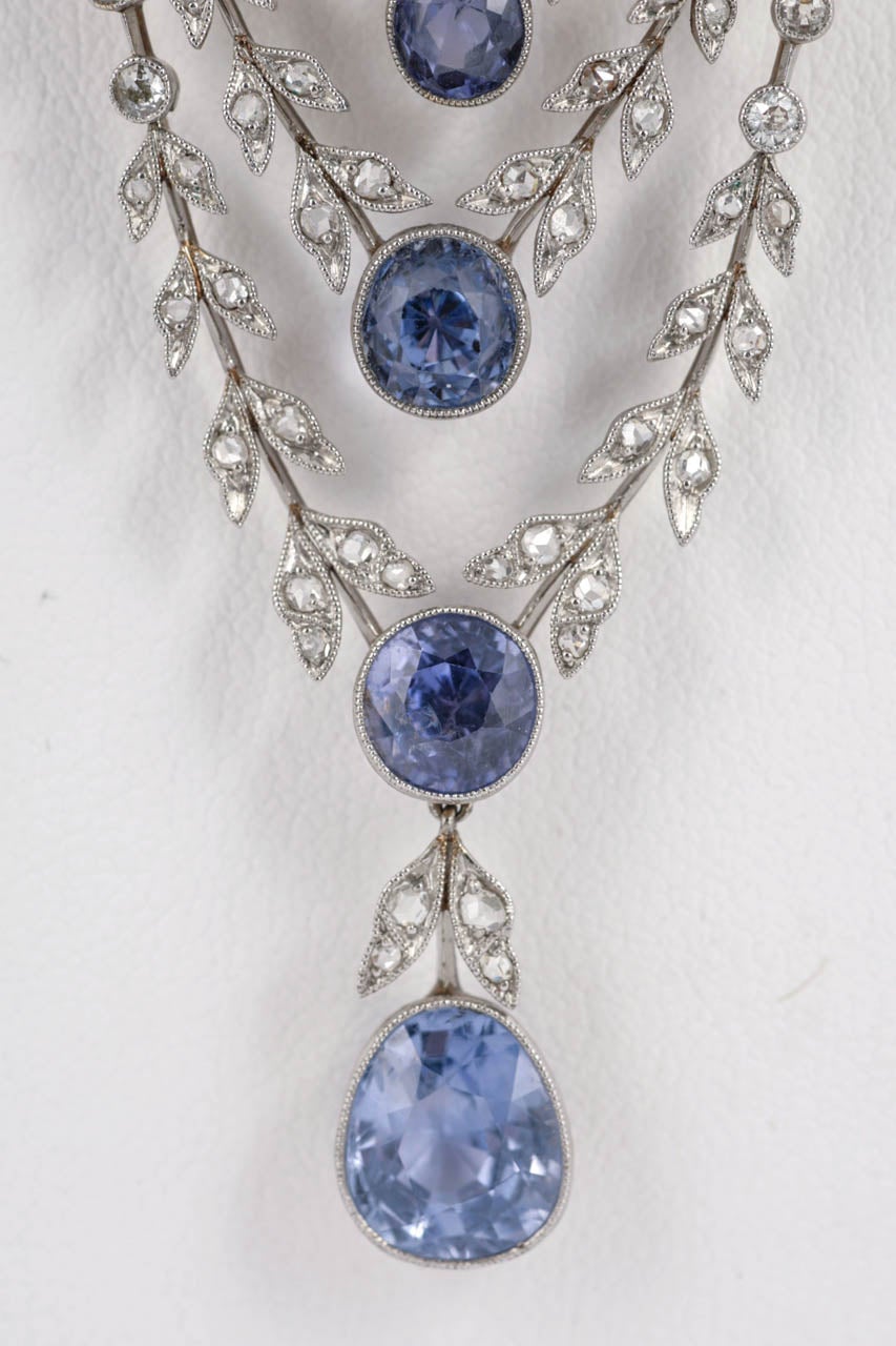 Women's Edwardian Ceylon Sapphire Pearl Diamond Platinum Belle Époque Pendant For Sale