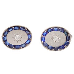 LUCIEN AND PICCARD Gold And Diamond Sapphire Cufflinks