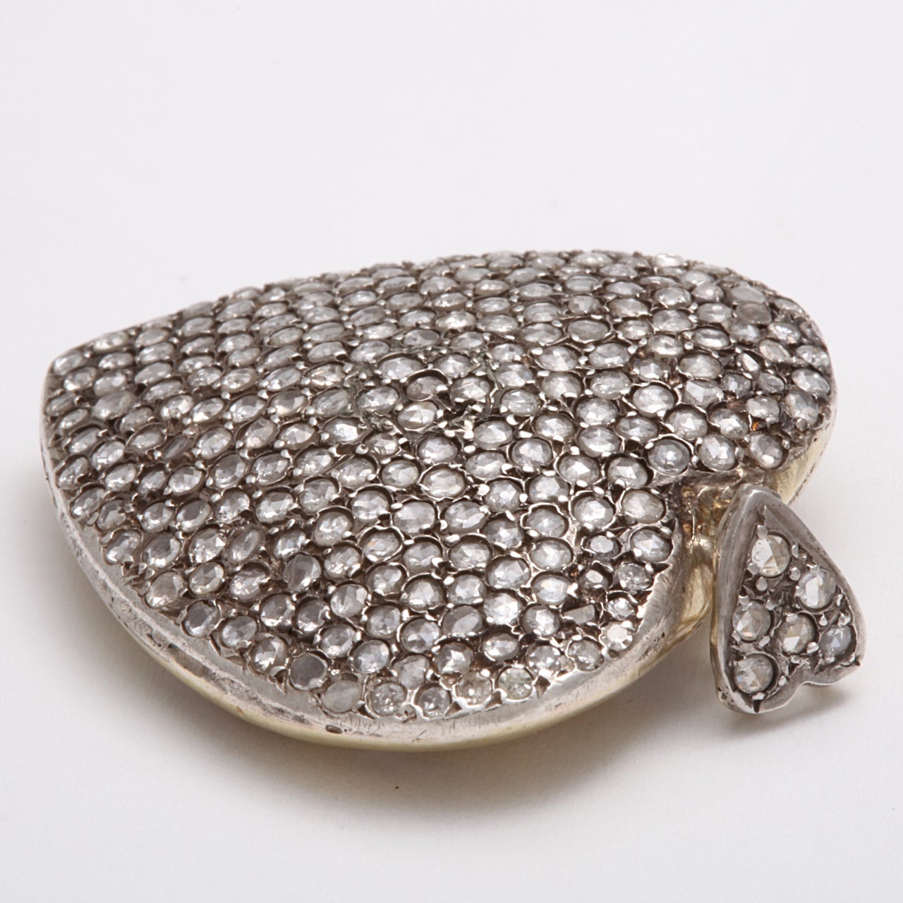 Women's Large Antique Diamond Heart Pendant For Sale
