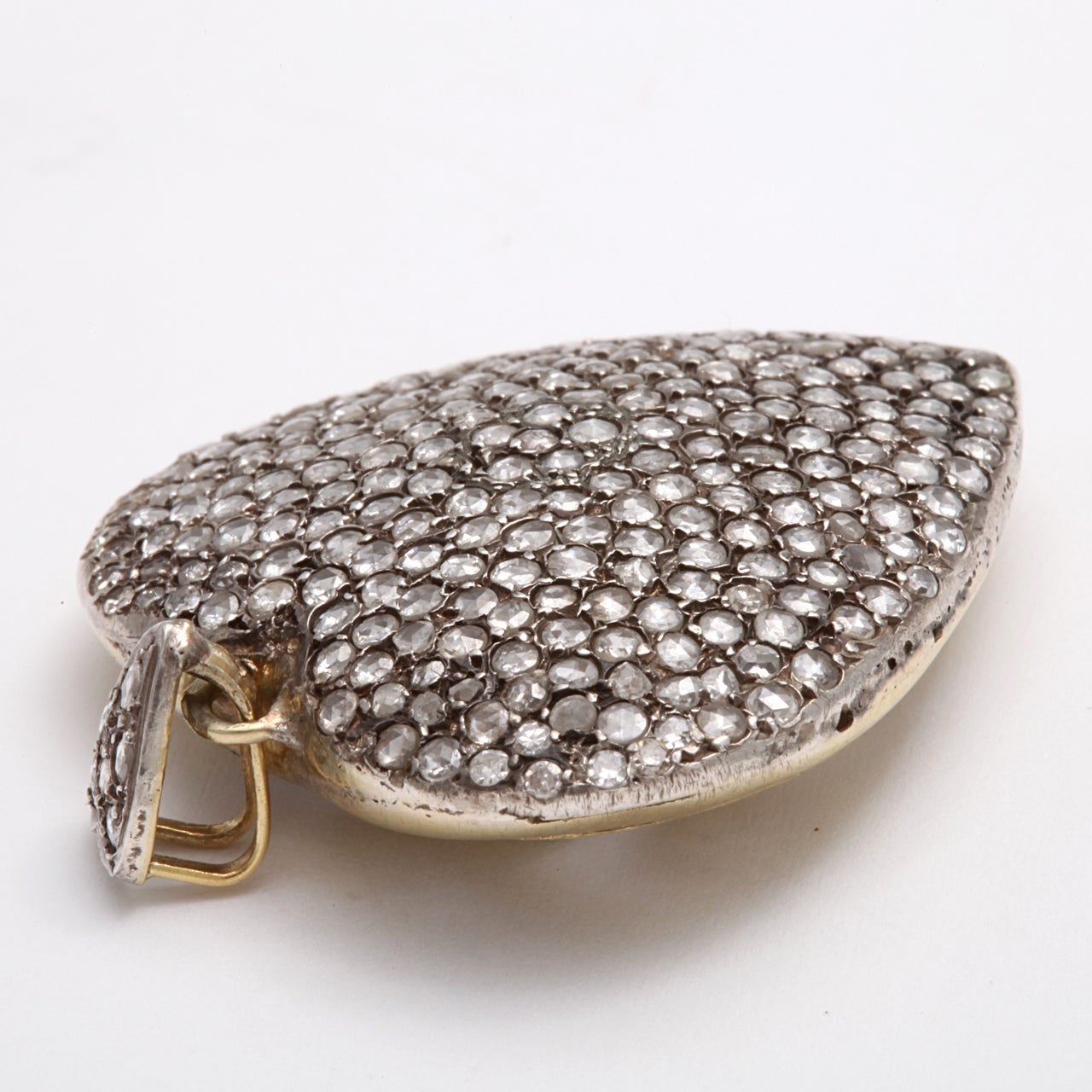 Large Antique Diamond Heart Pendant For Sale 1