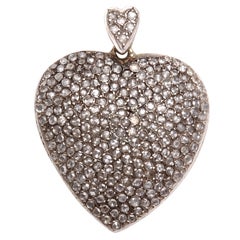Large Antique Diamond Heart Pendant