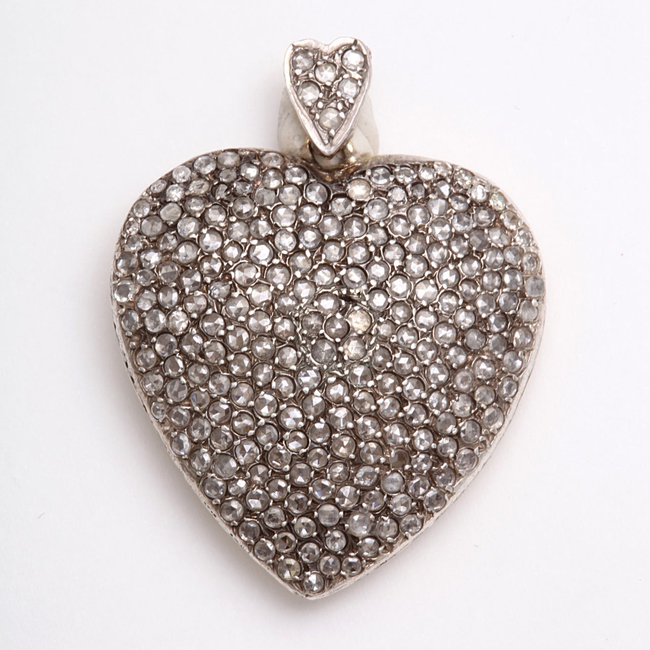 Large Antique Diamond Heart Pendant For Sale at 1stDibs