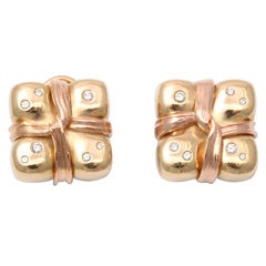 ASPREY Diamond Gold Bow Knot Earrings
