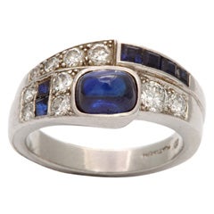 Art Deco Sapphire and Diamond Platinum Ring
